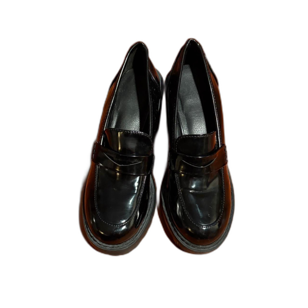 Madden NYC Black Chunky Heel Loafers Size 8